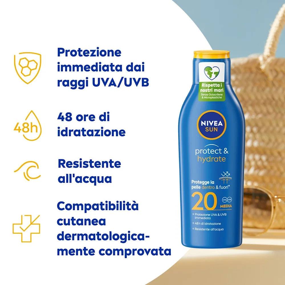 Latte solare con attivatore di melanina NIVEA SUN Protezione 20 Media 200 Ml