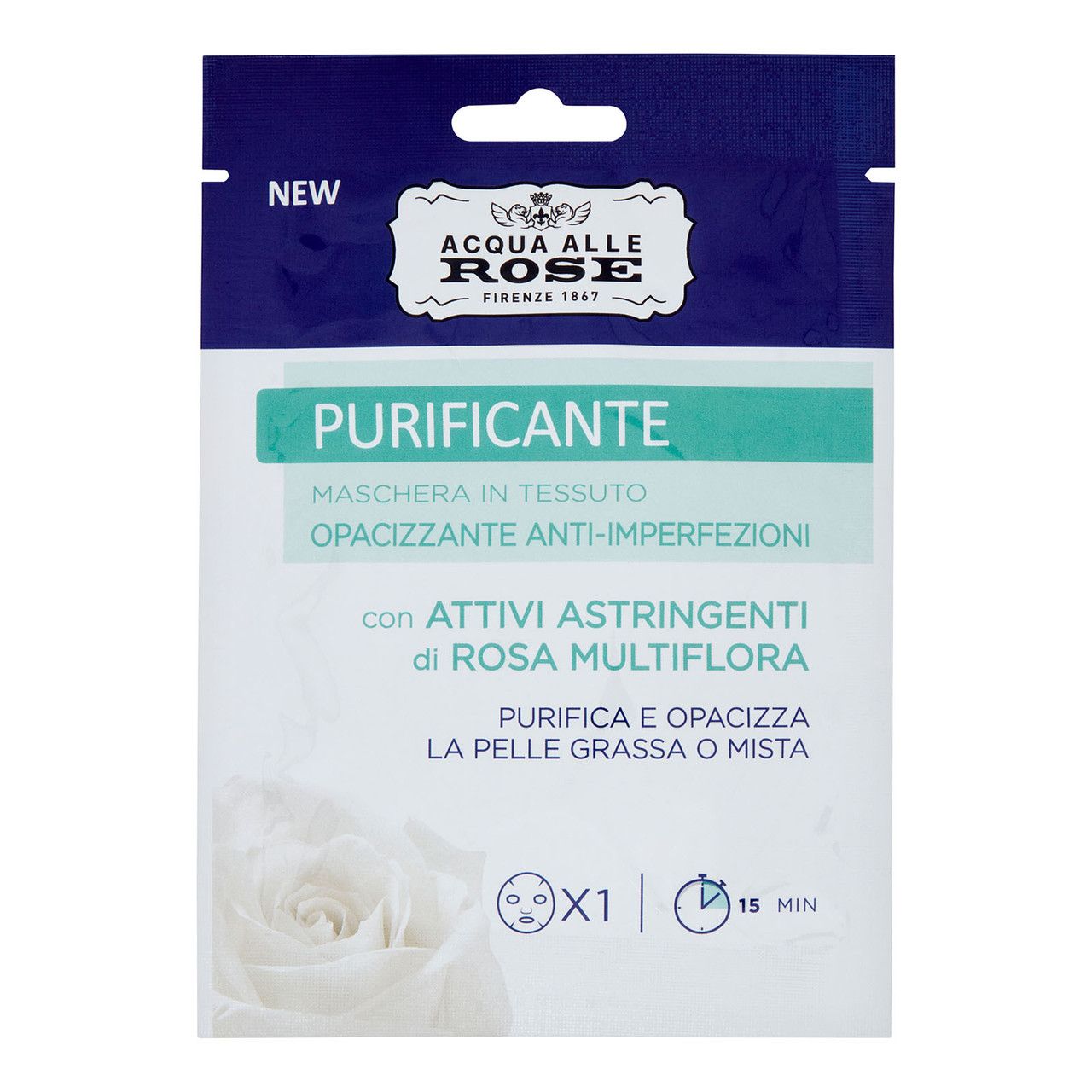 roberts acqua alle rose maschera viso in tessuto purificante opacizzante 1 pz