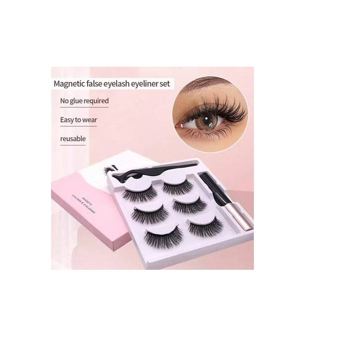 MiniQueen Kit di ciglia magnetiche per principianti - 3 paia di ciglia 1 eyeliner magnetico