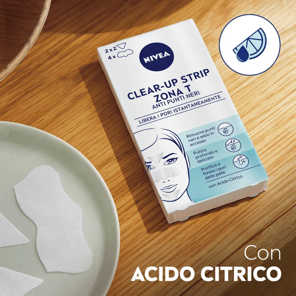 Nivea ClearUp Strip zona T Cerotti Anti Punti Neri Arrichito con Acido Citrico
