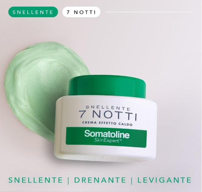 Somatoline SkinExpert, Snellente 7 Notti Crema Effetto Caldo, Trattamento Corpo Anticellulite, Ultra Intensivo con Estratto di Alga Rossa, 250ml