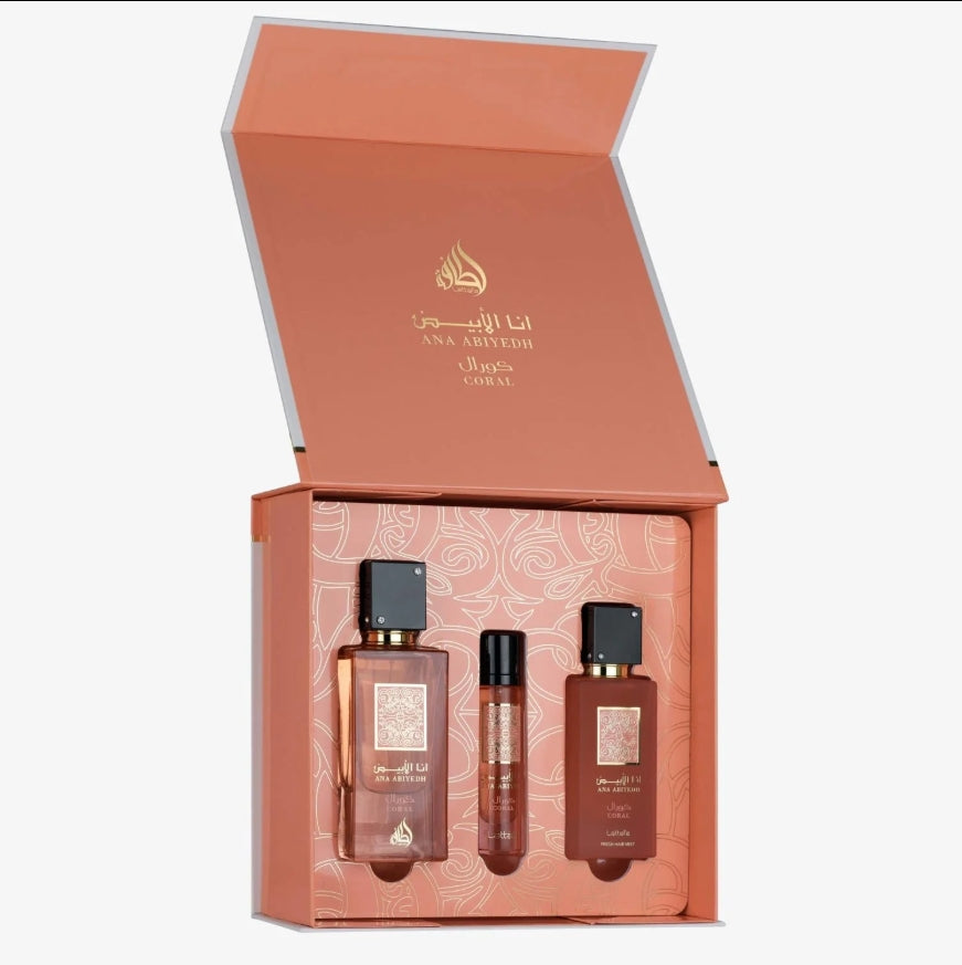 Lattafa Ana Abiyedh Coral Cofanetto EDP 60 ml + 12 ml + Hair Mist