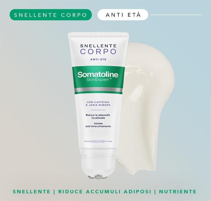 Somatoline SkinExpert, Snellente Corpo Anti Età, Crema Trattamento Corpo Anticellulite con Applicatore Roller, 200ml